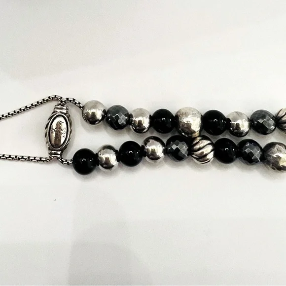 Authentic David Yurman Onyx and Sterling Silver Beaded Elements Bracelet - Picture 4 of 6